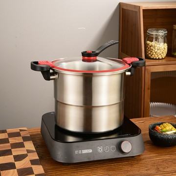 304不銹鋼微壓鍋加厚復底家用壓力蒸鍋節能燜燒湯煲電磁爐禮品鍋 雙12雙11全館免運