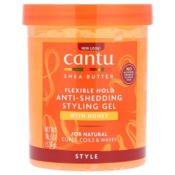 Cantu, 乳木果油，抗掉髮造型凝膠（含蜂蜜），彈性定型，18.5 盎司（524 克）