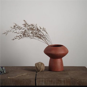 新款侘寂莫蘭迪色居家書房客廳幾何花器現代陶瓷花瓶簡約擺件民宿
