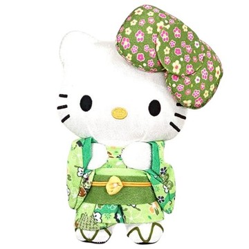 小禮堂 Sanrio 三麗鷗 Hello Kitty 布料玩偶娃娃 L (綠和服款)