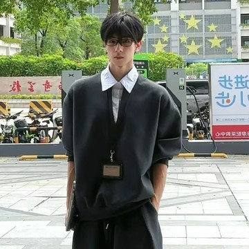 學院風假兩件襯衫領大學T男日系百搭痞帥休閒長袖上衣男