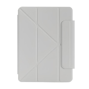 OMG 2024版 磁吸搭扣雙面夾多折保護套  iPad Pro 13吋  灰色  1個