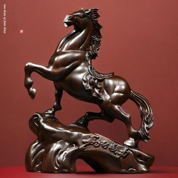 霸氣木雕馬擺件 馬到成功老板辦公司（高30cm）擺件 新中式家居裝飾 書房辦公桌面裝飾