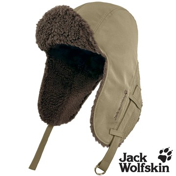 【Jack wolfskin 飛狼】中性款 2way 防風抓絨飛行帽 防撥水保暖帽『棕卡其』