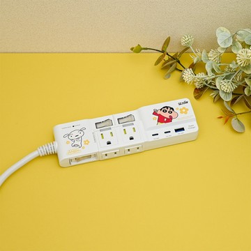 【蠟筆小新】infothink 蠟筆小新3開4插PD35W延長用電源線(白) 居家必備 日落小物 生日禮物 畢業禮