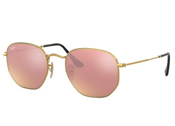 RAY BAN 多邊形太陽眼鏡 RB3548N 001/Z2  54mm 金框深茶粉水銀鍍膜鏡片 公司貨