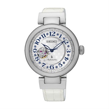 Seiko 精工錶 Lukia 4R38-01L0W(SSA825J1) 湛藍甜心鏤空機械腕錶/銀白面 34mm