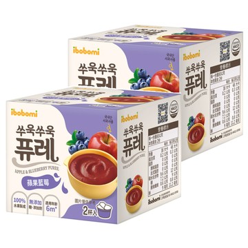 ibobomi 寶寶泥 100%水果製成 無添加糖、添加劑 適用年齡6個月以上  蘋果藍莓  160g  2盒