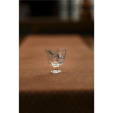 云澗｜松鶴紋玻璃八方高足茶杯高級品茗主人杯茶器家用仿古新中式