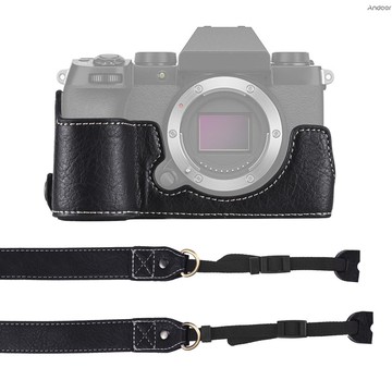 相機殼相機半殼更換富士 XS10 相機機身底殼 PU 皮革半相機殼帶肩帶開口底部和手柄設計相機來了 228