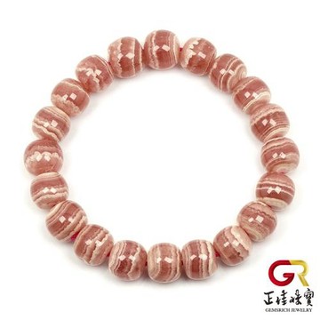 【正佳珠寶】 阿根廷紅紋 頂級千層紅紋 39g 老型蘋果珠 紅紋石手珠｜日本彈力繩