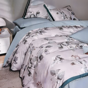 Grace Life 60支100%天絲兩用被床包組 頂級精緻系列  雙人  被子 + 床罩 + 枕套組  雅桐 灰色