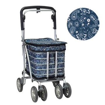 【Rollker羅克】保溫保冷 購物車 折疊推車 購物推車 買菜車 手推車  步行輔助車 銀髮族(NO.68-變形蟲藍)