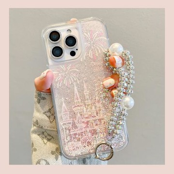 唯美ins閃粉流沙迪士尼城堡煙花適用17蘋果15promax手機殼iPhone13新款16promax高級感小眾14透明12超火1爆款