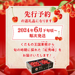 GI「東根さくらんぼ」 2024年産 紅秀峰800gバラ詰め JA園芸部提供 hi001-015