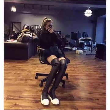 2025春新款長靴女過膝平底瘦腿真皮彈力高筒靴顯瘦過膝蓋秋冬長靴