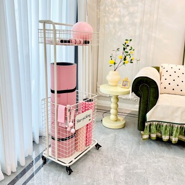 小推車 買菜推車 零食推車 購物車 健身器材收納架家庭瑜伽墊啞鈴壺鈴置物架多功能帶輪小推車儲物筐