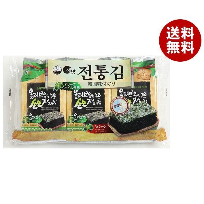 白子のり オリーブオイル韓国伝統のり 3袋詰(8切8枚)板のり3枚×12個入｜ 送料無料 一般食品 乾物 味付のり 海苔 韓国のり