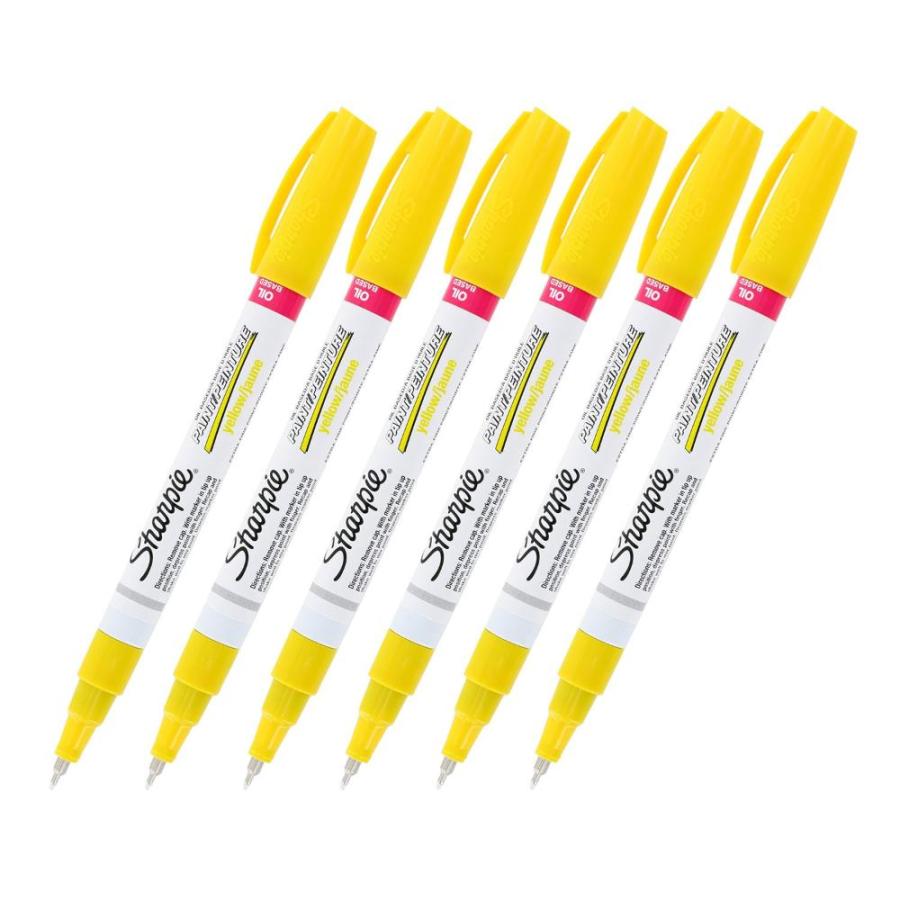 (Pack of 6, Extra Fine Point, Yellow Ink) Sharpie Oil-Based Art Paint Mar