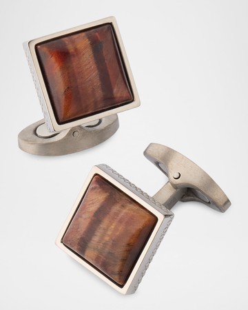 Men's Red Tiger Eye Polished Dome Cufflinks