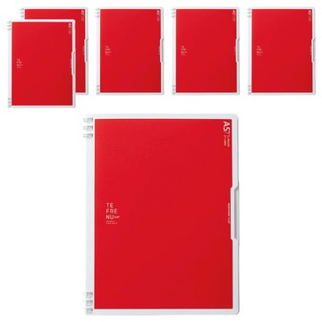 KING JIM TEFRENU Flap 雙扣環式筆記本 A5 166 x 215 x 11mm 30張  紅色  6本