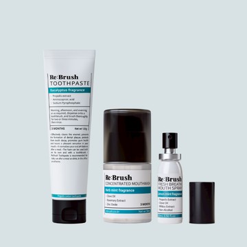 口腔清新三步驟入門組合 丁香漱口水*2+綠茶口腔噴霧*2+雪絨花牙膏*2