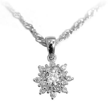 【BRILLMOND】 30分 天然鑽石 白K金 花舞臻情鑽墜(天然鑽石總重30分)