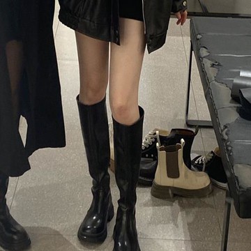 內增高長筒靴女2025秋冬新款不過膝小個子粗跟長靴瘦瘦靴高筒靴女