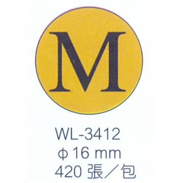華麗牌 WL-3412 標籤 M SIZE 金底黑字 ø16mm 420張入