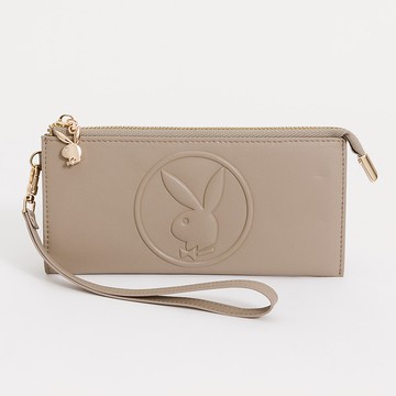 PLAYBOY - 拉鍊長夾附手挽帶 In系列 - 卡其色