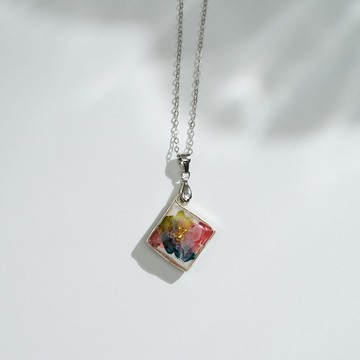 【繁花】銀河慢舞、雙面配戴-日本滴膠項鍊、925純銀、獨一無二