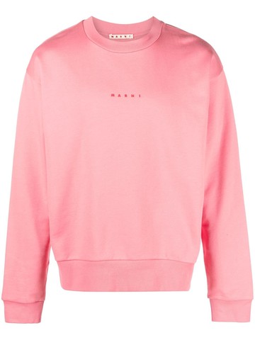 Marni - logo-print cotton sweatshirt - men - Cotton - 52 - Pink