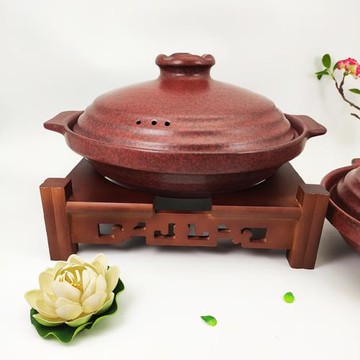 網紅日式砂鍋高級感紅色魚頭大砂鍋海鮮煲帶蓋可明火干燒餐廳會所
