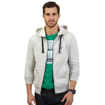 美國百分百【全新真品】Nautica 外套 帆船 連帽 棉質 經典 內刷毛 灰色 M L號 F582