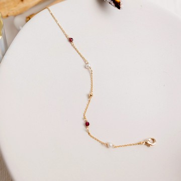 【Ficelle輕珠寶】一月誕生石 • 風信子 • 重生的愛｜ 石榴石 淡水珍珠 摩羯座 水瓶座 誕生石 生日石 黃銅鍍18K金 手鍊