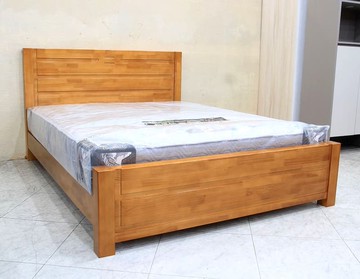 【歐風別館】康橋柚木色全實木五尺雙人床架【基隆至台中免運費】