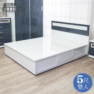 Birdie南亞塑鋼-5尺雙人塑鋼加高型六拉門收納床底(不含床頭片)(白色)