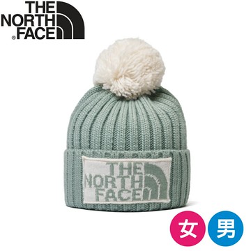 【The North Face 毛球毛線帽《抹茶綠/白》】7WJO/毛帽/保暖帽/休閒帽/登山/中性