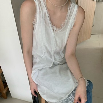 ATTENTION-椰子樹!透視緹花背心