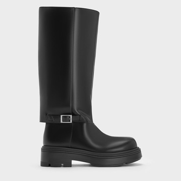 Davis 金屬釦帶直筒厚底靴