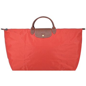 LONGCHAMP LE PLIAGE系列短把再生尼龍摺疊水餃旅行袋(特大/番茄紅)