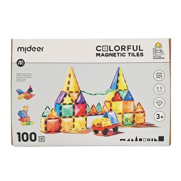 mideer 多彩透光磁力片 100p 3歲以上  100片  1盒  多彩透光