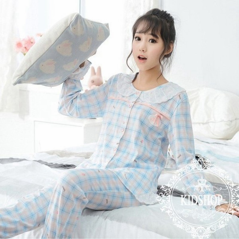 レディースパジャマチェック長袖春秋前開きワンピースパジャマ上下セット綿100 ワンピースレディースルームウェア女性 通販 Lineポイント最大get Lineショッピング