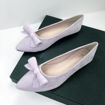 2026春季新款尖頭淺口平底鞋女單鞋法式復古蝴蝶結仙女風豆豆鞋子