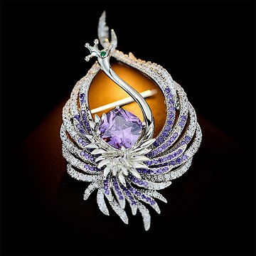 【巴黎精品】現貨+預購 女西裝高級胸針裝飾別針領針襯衫防走光釦首飾-鳳凰孔雀锆石女配件2色a1jx90