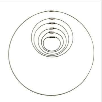 各式鍊條 PS MALL鑰匙圈 鋼絲圈 鋼絲掛扣 不鏽鋼鋼絲鎖扣 2入(長250mm*1.5MM)