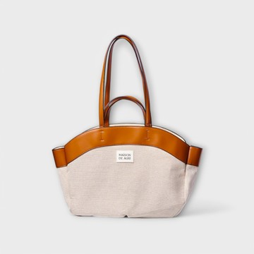 【Maison De Auri】大提包 帆布皮革 Milan Oak 米蘭棕色皮革