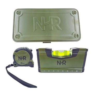 NHR 宅水電 5m 捲尺 口袋水平尺組 高張力鋼工具盒 JIS精度認證 雙面全公分  1個