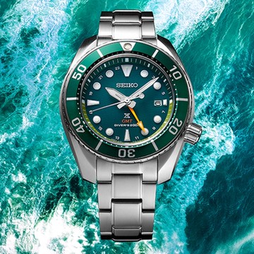 SEIKO精工 Prospex 系列SUMO GMT雙時區指針太陽能潛水錶-45mm(5K65-0AA0G/SFK003J1)