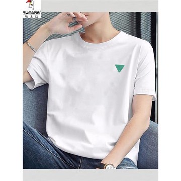 純棉短袖t恤男夏季2025新款青少年潮牌韓風時尚寬松白色休閑半袖